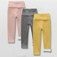 thumbnail image 2 of SGFCWSX Girls Thermal Pants Solid Color High Waist Legging Pants Elastic Fleece Lining Winter Soft Leggings Light Blue Size 8 Years, 2 of 3