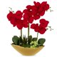 thumbnail image 1 of Orquídea Artificial Briful 43 cm Flor de Seda Roja en Jarrón Dorado, 1 of 6