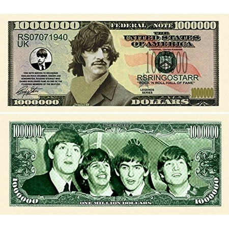 Five Dollar Gift Card - 5 Ringo Starr Million Dollar Bills with Bonus “Thanks a Million” Gift Card Set