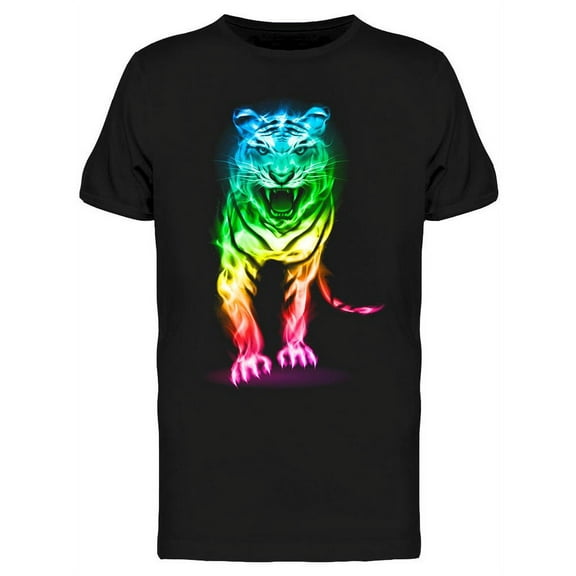Rainbow Fire Tiger T-Shirt Men -Image by Shutterstock, Male Large