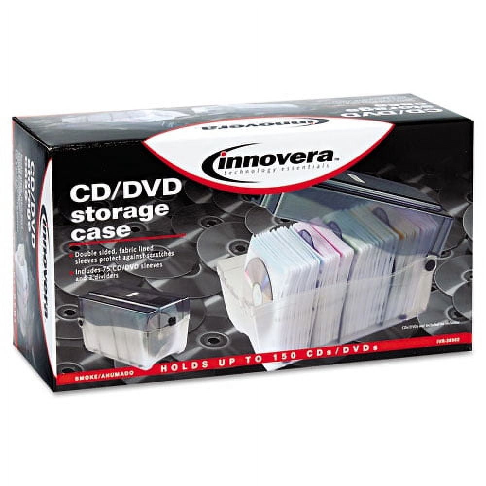 Cd/dvd Storage Case, Holds 150 Discs, Clear/smoke | Bundle of 5 Each
