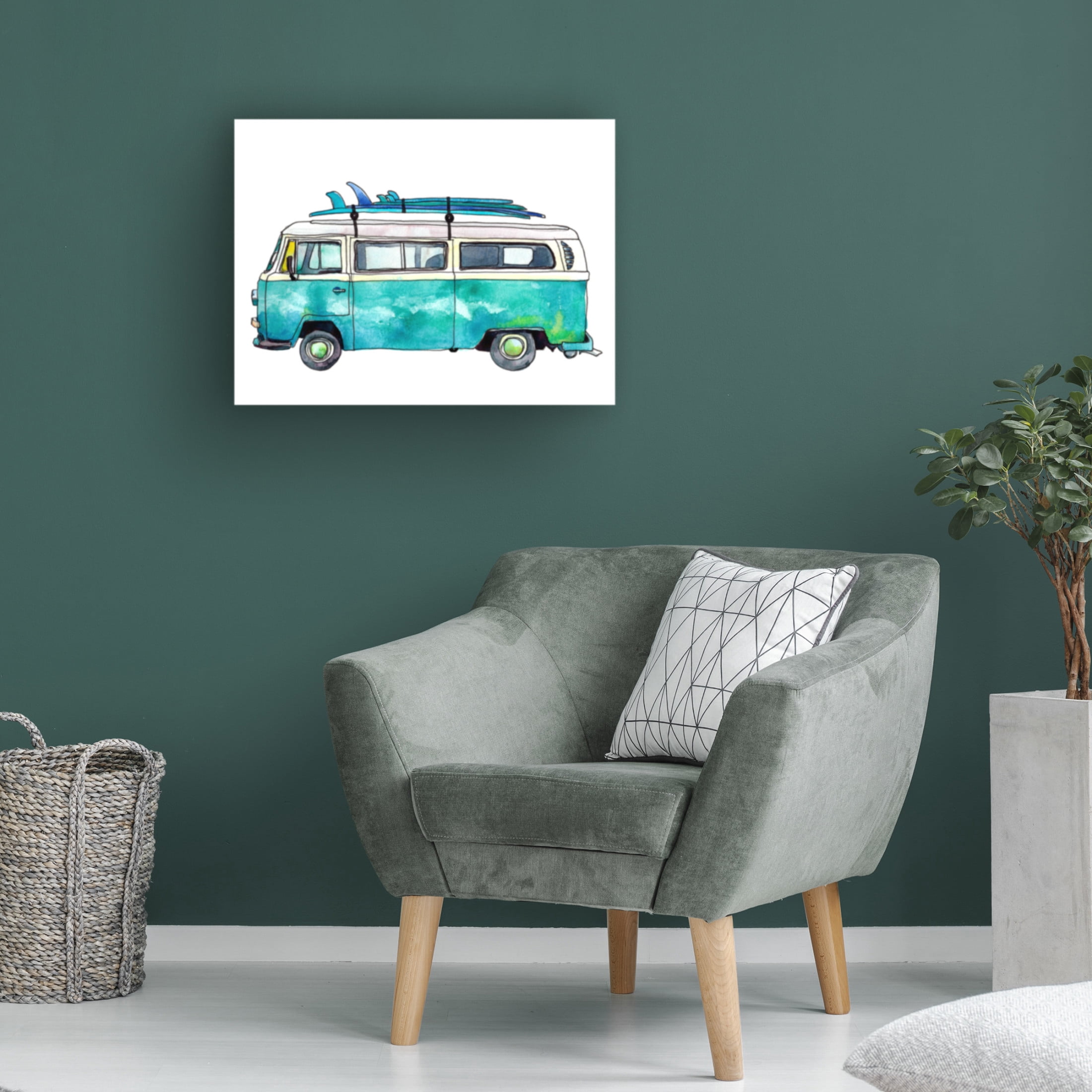 Canvas Wall Art - Paul McCreery 'Blue Surf Van' Wall Art for Living Room, Bedroom, or Office Décor by Trademark Fine Art - 47 x 35 Inches