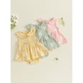 thumbnail image 3 of BemeyourBBs Newborn Baby Girl Summer Clothes Infant Baby Girl Daisy Romper Dress Doll Collar Sleeveless Flower Print Bodysuit Jumpsuit Playsuit, 3 of 9