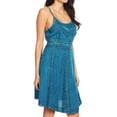 thumbnail image 3 of Sakkas Markay Short Mid Length Spaghetti Strap Sleeveless Embroidered Batik Dress - Turquoise - L/XL, 3 of 5