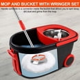 thumbnail image 3 of odorsTT Black 360 °   Spinning Mop Bucket, 3 Washable Microfiber Pads, Adjustable Stainless Steel Handle, Easy Moving with Wheels for Floor Cleanning, 3 of 7