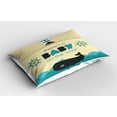 thumbnail image 2 of Ambesonne Reveal Party Pillow Sham 2 Pack, Whale Ahoy Message, 36"x20", Dark Blue Khaki Teal, 2 of 3