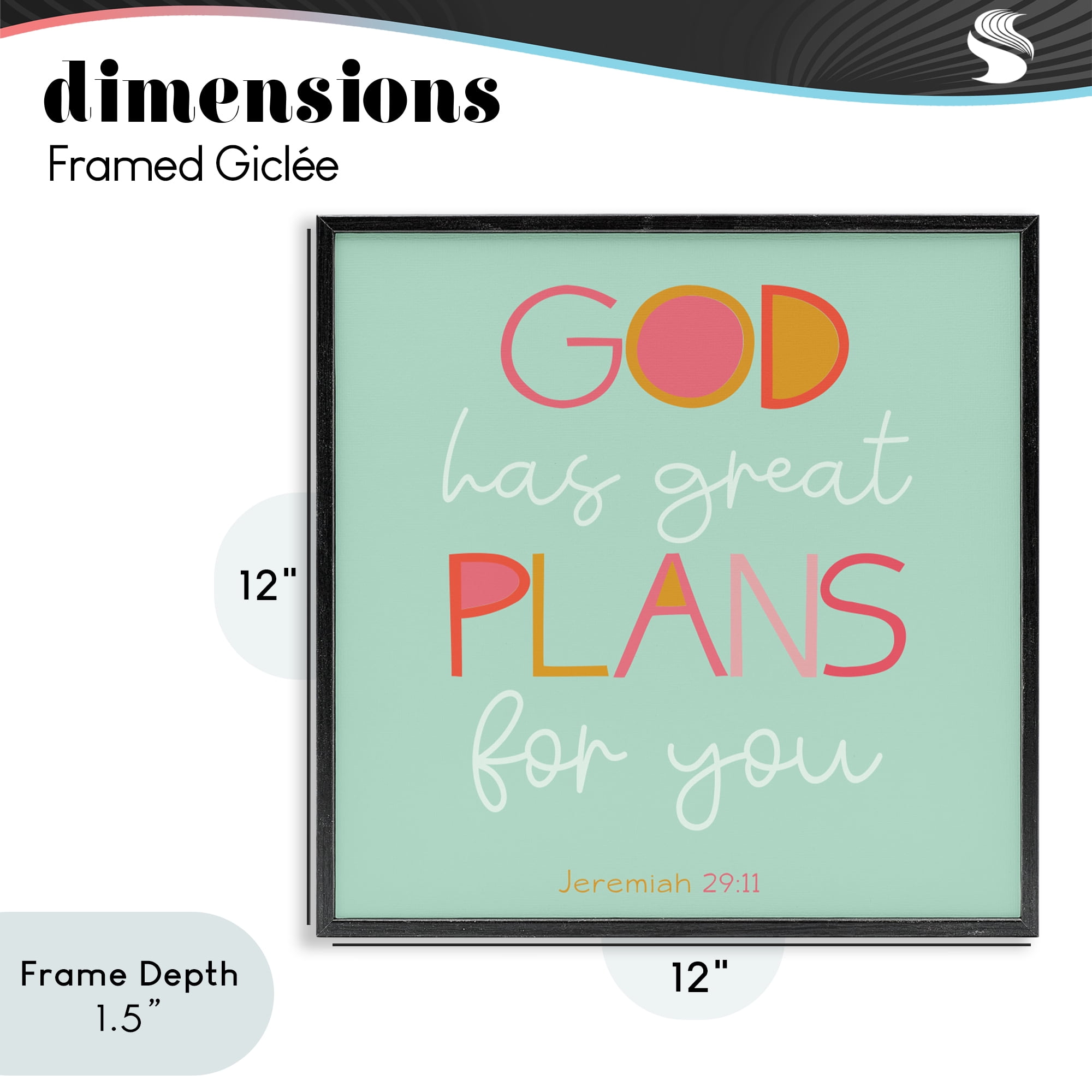 Stupell Industries Green God's Plans For You Black Framed Giclee Art, design by SD Graphics Studio