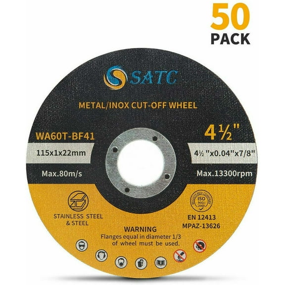 50 Pack Cut Off Wheels 4-1/2" Metal & Stainless Steel Angle Grinder Cutting Disc