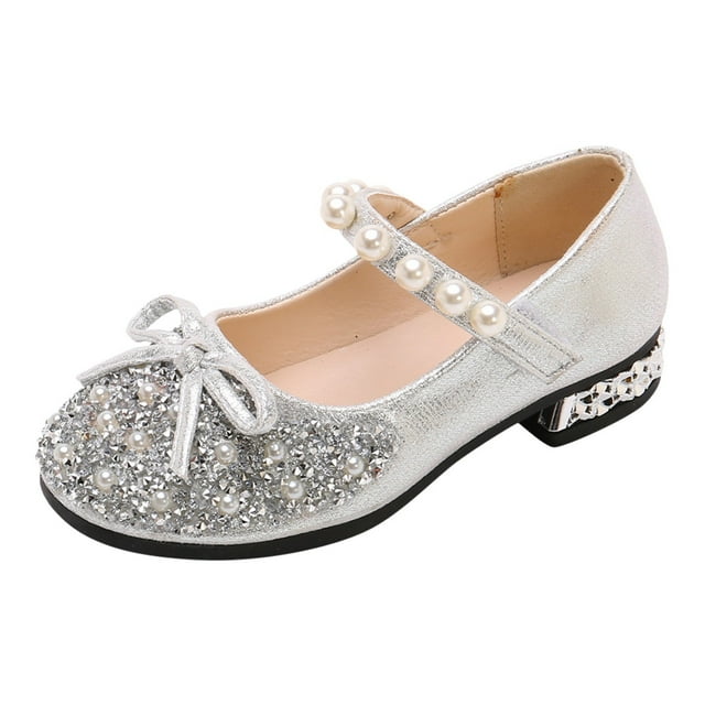 FhsagQ Shoes Kids Shoes Slippers Size 4 Girls Performance Dance Shoes for Girls Childrens Shoes Pearl Rhinestones Shining Kids Shoes Kids Shoes Slippers Size 4 Yellow Silver 24