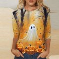 thumbnail image 2 of Dyegold Halloween Top For Women Teen Girls Tops Women Womens Basics Fall Outfits Oversized ​Trendy Tunic Tops ​3/4 Sleeve Tops For Women ​My Orders Placed Recently By Me, 2 of 5