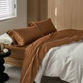 thumbnail image 2 of MooMee Extra Long Staple Cotton King Sheet Set 600 TC Egyptian Cotton Texture Silky Sateen Smooth Luxury (Dark Orange), 2 of 6