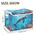 thumbnail image 4 of Dolphins Sea Corals Fish Storage Basket Foldable Laundry Basket Shelf Kids Toy Storage Container Organizer with Handles, 4 of 7