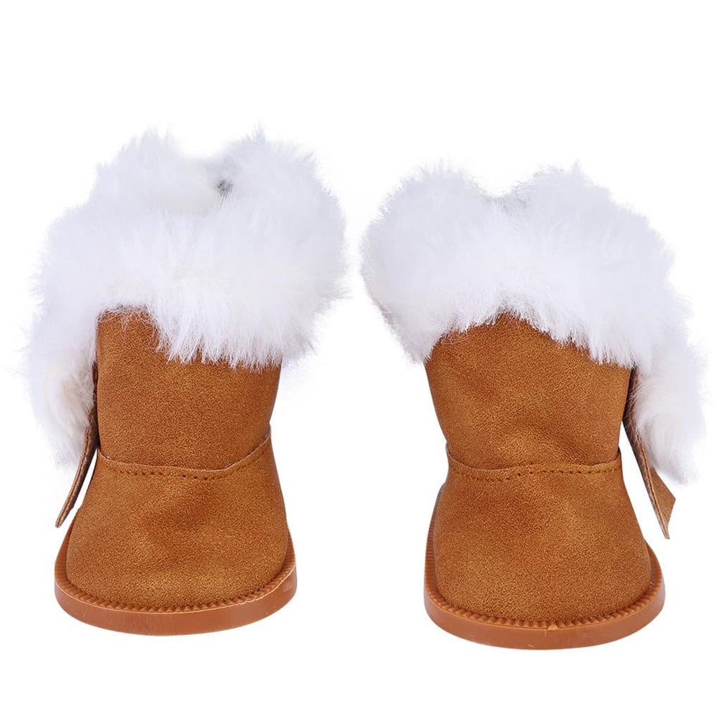 Hi.FANCY 1 Pair Plush Doll Winter Shoes Thick Snow Boots Fit for 18 Inch Girl Doll Shoes Accessories (Brown)