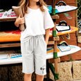 thumbnail image 5 of DeHolifer Girls Sweat Shorts Cotton Linen Casual Summer Loose Drawstring Lounge Running Athletic Shorts with Pockets,12-13Years, 5 of 5