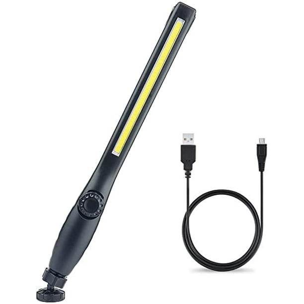 Luz de trabajo LED recargable (negra) con imán y USB, rotación de 360 grados, luz de inspección LED recargable, lámpara de inspección para taller en casa, camping, actividades al aire libre y senderis
