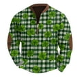 thumbnail image 4 of Men's St Patrick's Day Half Zip Sweatshirt Long Sleeve Clover Graphic Pullover, 4 of 5