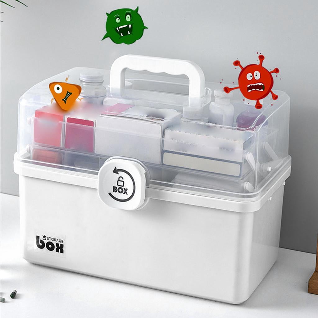 Axioma First Aid Box with Portable Handle, Family Emergency Kit, Multi-Purpose Box, Emergency Transparent Lid Box, Easy Accessibility White 3-Tier