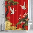 thumbnail image 2 of Crane Pine Shower Curtain for Bathroom, Flower Retro Gold Red Theme Classic Art Waterproof Cloth Fabric Bathroom Accessories Set with 12 Rust Proof Plastic Hooks, 36"x78", 2 of 9