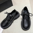 thumbnail image 7 of KIJBLAE Women's Shoes Platform Loafers Chunky Heel Lace Up Oxfords Round Toe Brogues Non-Slip Flats Creepers Black 38, 7 of 7