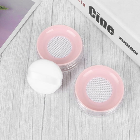DECORNIJIA Empty Loose Powder Box Pink 2Pcs Round Pp