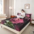 thumbnail image 4 of Homewish Pink Rose Bed Sheets,Romantic Flower King Sheets,Chic Butterfly Sheet Set For Girls Kids,Breathable Home Decor,4 Pieces, 4 of 7