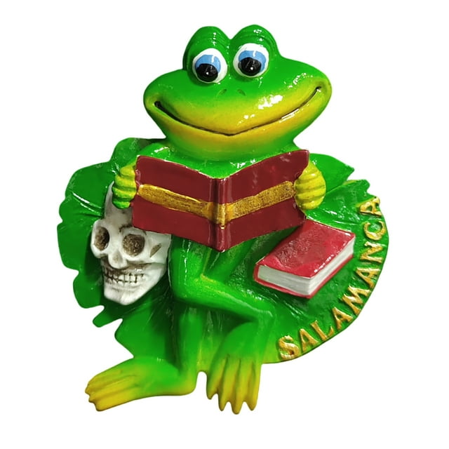 Imán de nevera hecho a mano con forma de rana y calavera de resina 3D de Salamanca