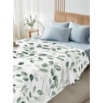 thumbnail image 4 of Full Size Flat Sheet Only, Eucalyptus Leaves Soft Brushed Microfiber Bed Sheets, Watercolor Summer Botanical Green Hotel Quality Breathable Bedding Top Sheet, Easy Care, 81"x96", 4 of 9