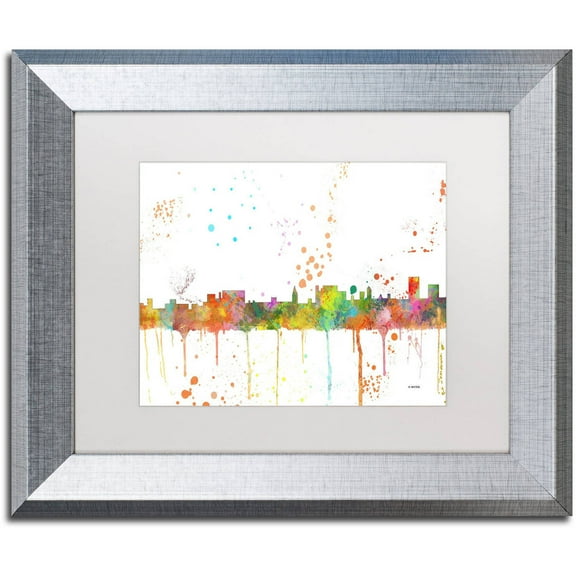 Trademark Fine Art "Cheyenne Wyoming Skyline" Canvas Art by Marlene Watson, White Matte, Silver Frame