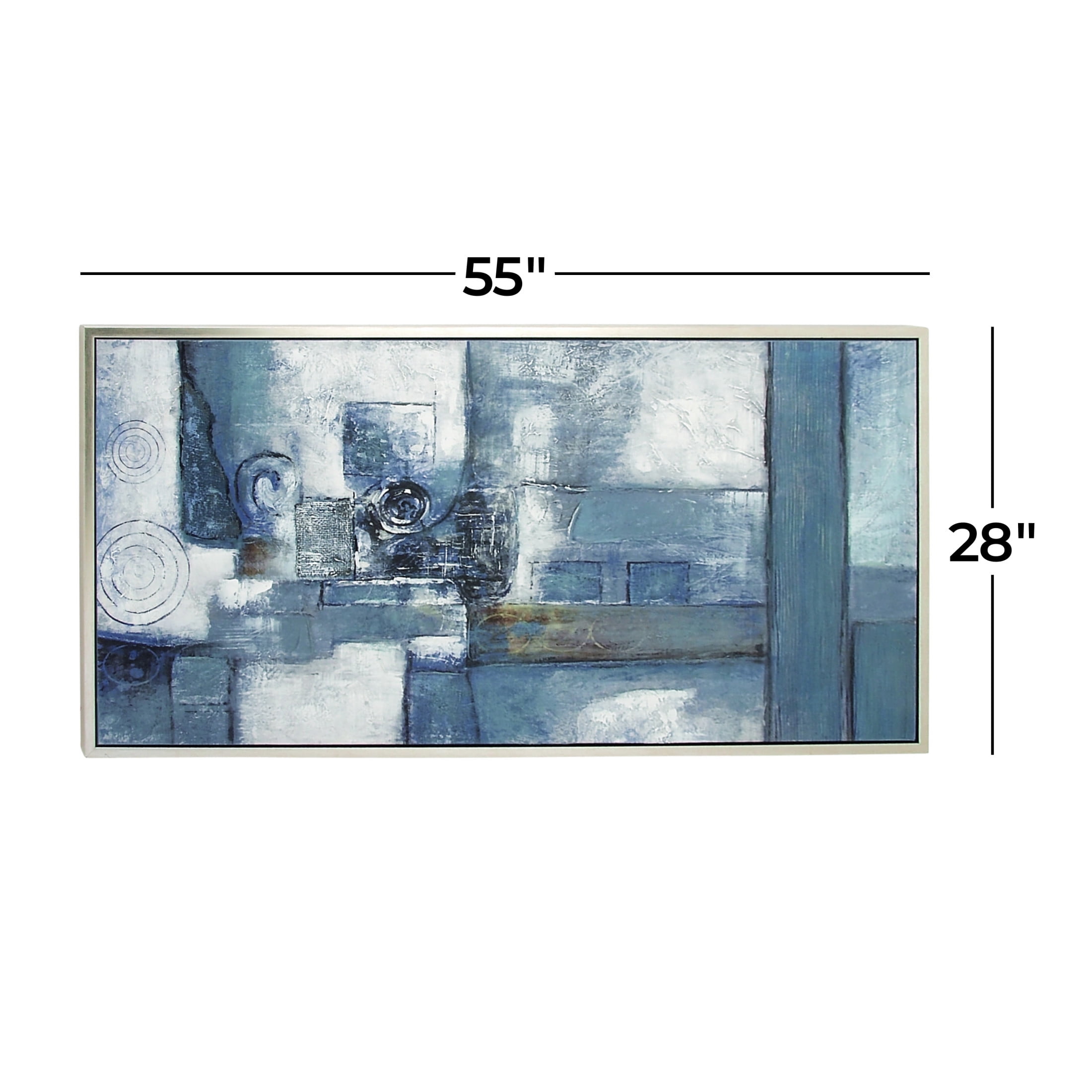 55" x 28" Geometric Framed Wall Art with Silver Frame, by DecMode