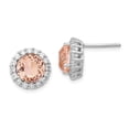 thumbnail image 4 of Sterling Silver Cubic Zirconia and 100-facet Simulated Morganite Post Stud Earrings, 4 of 5