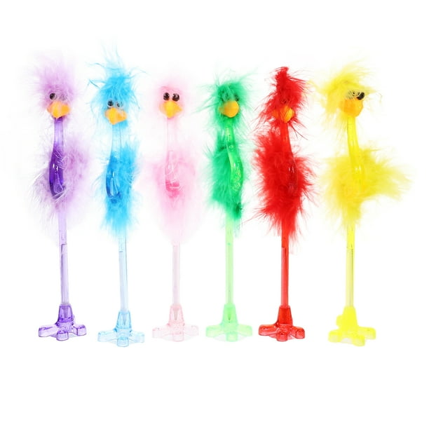 6 unids forma de avestruz bolígrafo pluma pluma de dibujos animados bolígrafos papelería para el hogar escuela oficina color aleatorio