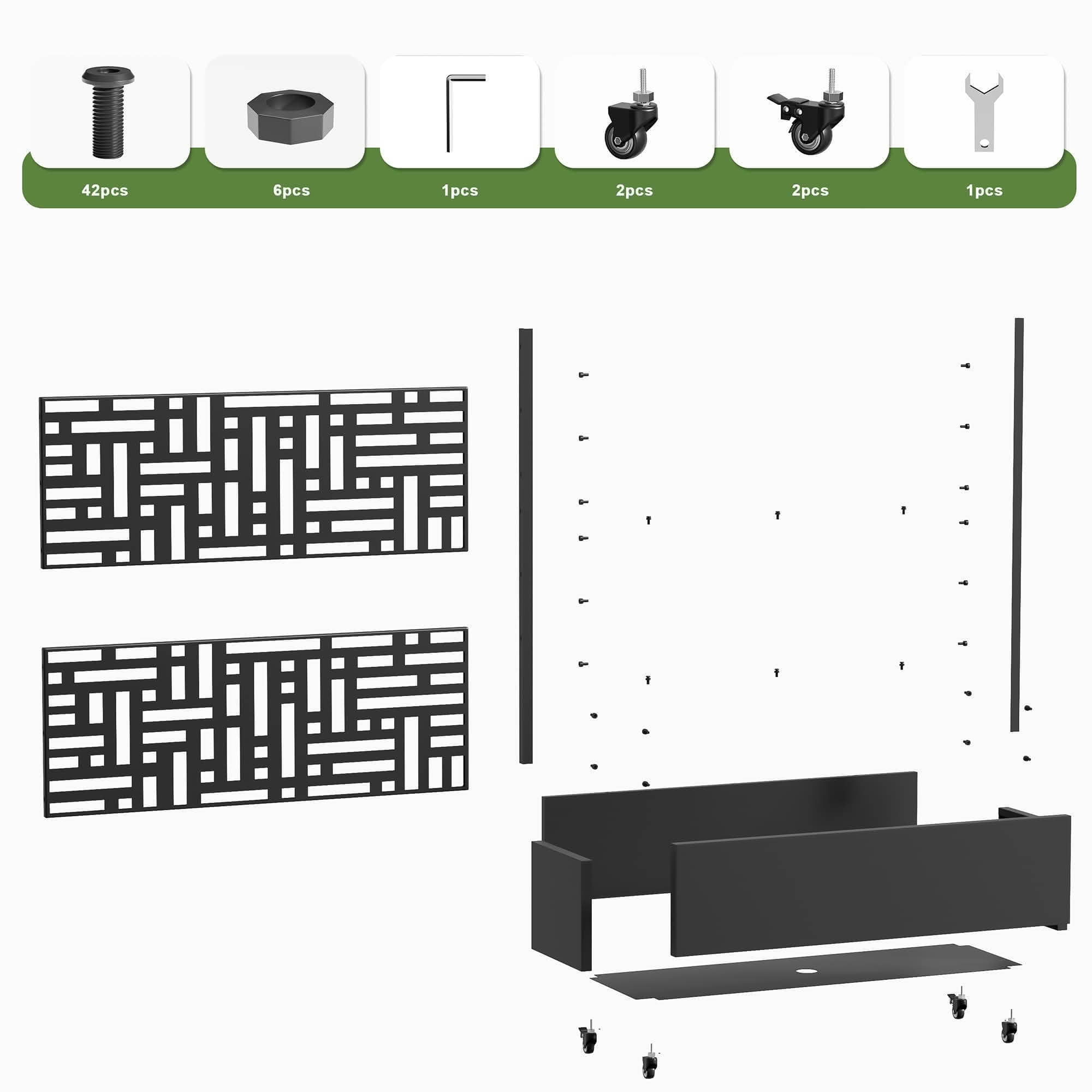 MAYEERTY 47x47x16 Inch Black Metal Rectangular Planter Box with Trellis for Street, 3 Piece Set