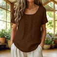 thumbnail image 2 of Yutgune Women's Cotton Linen Crew Neck Embroidered Top Short Sleeve Floral Casual Blouse Summer Vacation Shirt , S-2xl, 2 of 7