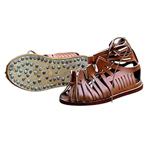 Sandales Romaines en Cuir Marron pour Hommes Soldat Romain Nouveau Décor Vintage Rustique Cadeaux