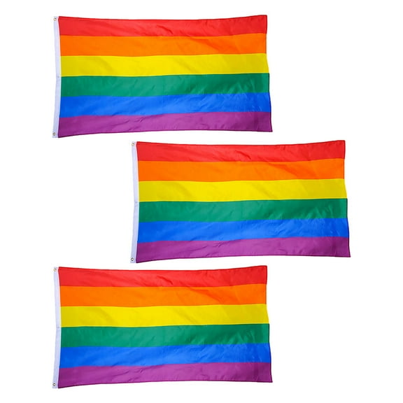 Pretyzoom 3 Pcs Triangular Colorful Festival Flag Rainbow Flag Simple Design for Parties