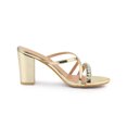 thumbnail image 3 of BLISSFUL STEP Women's Crisscross Strap Rhinestone Block Heel Slide Sandals Gold (Size 6.5), 3 of 6
