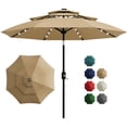 thumbnail image 1 of Garvee 10ft 3-Tier Solar Patio Umbrella with LED Lights, 8 Ribs, Push-Button Tilt, Crank Lift, Brown, 1 of 7