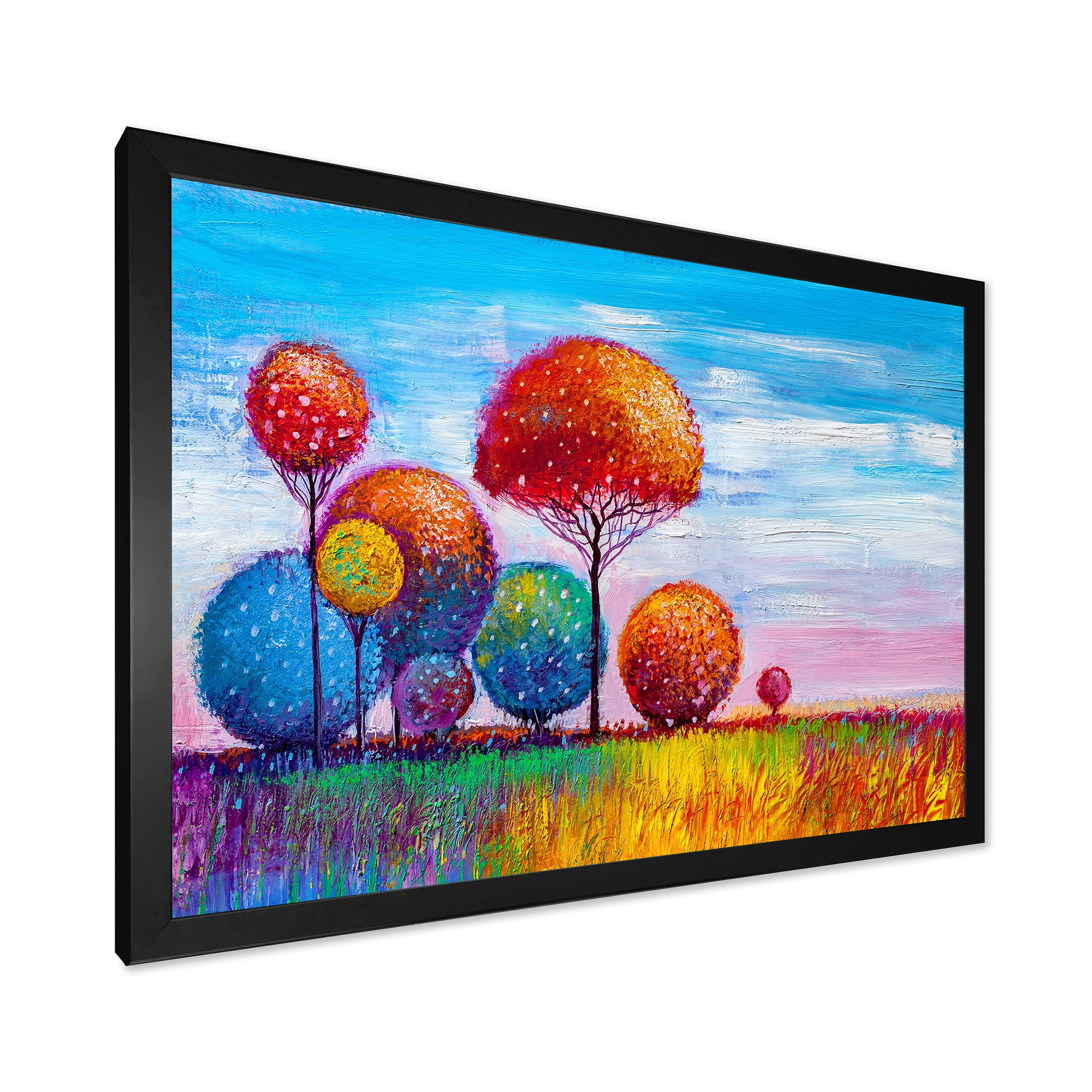 Designart 'Ornamental Colourful Trees IX' Modern Framed Art Print
