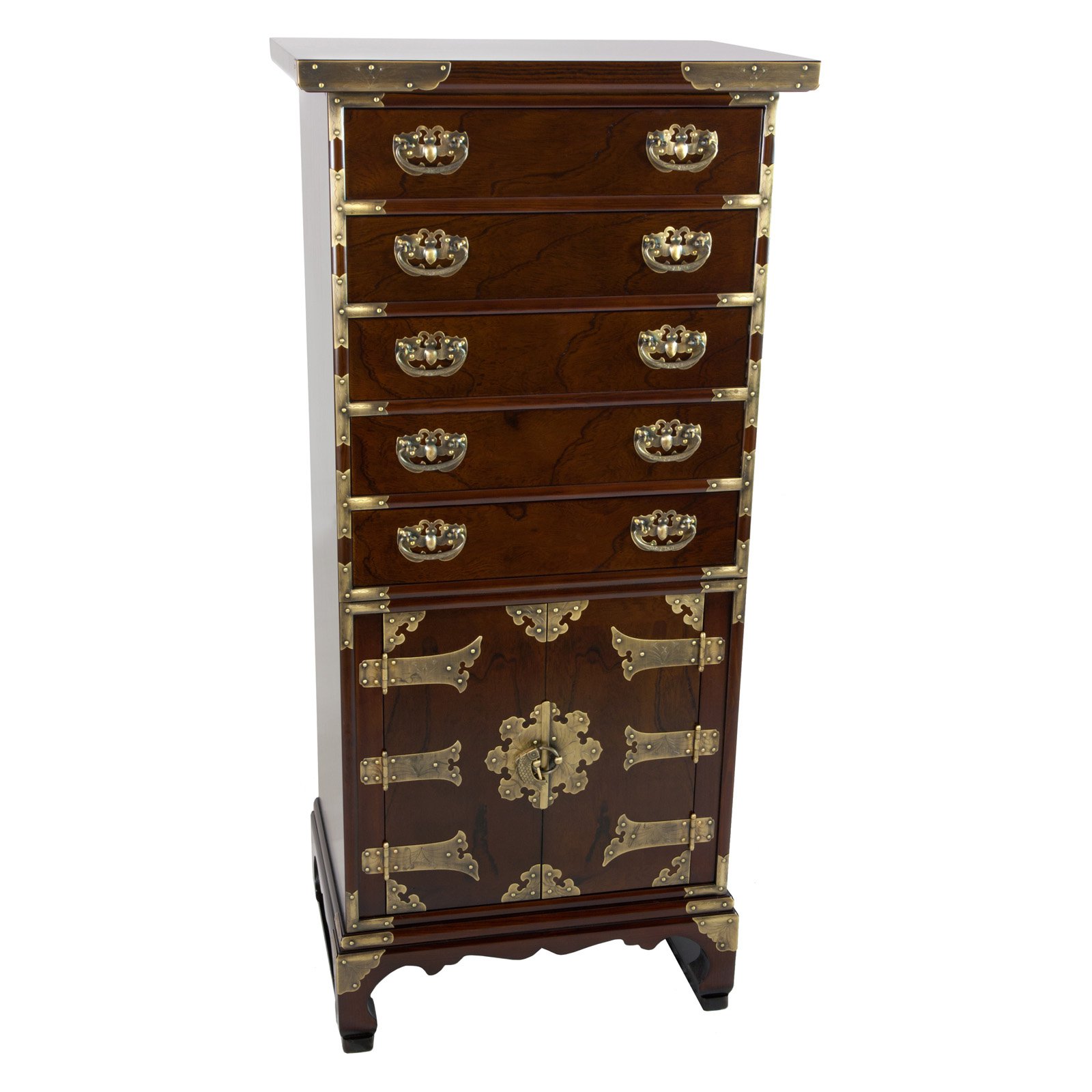 Oriental Furniture Korean Antique Style 5Drawer Chest, Asian