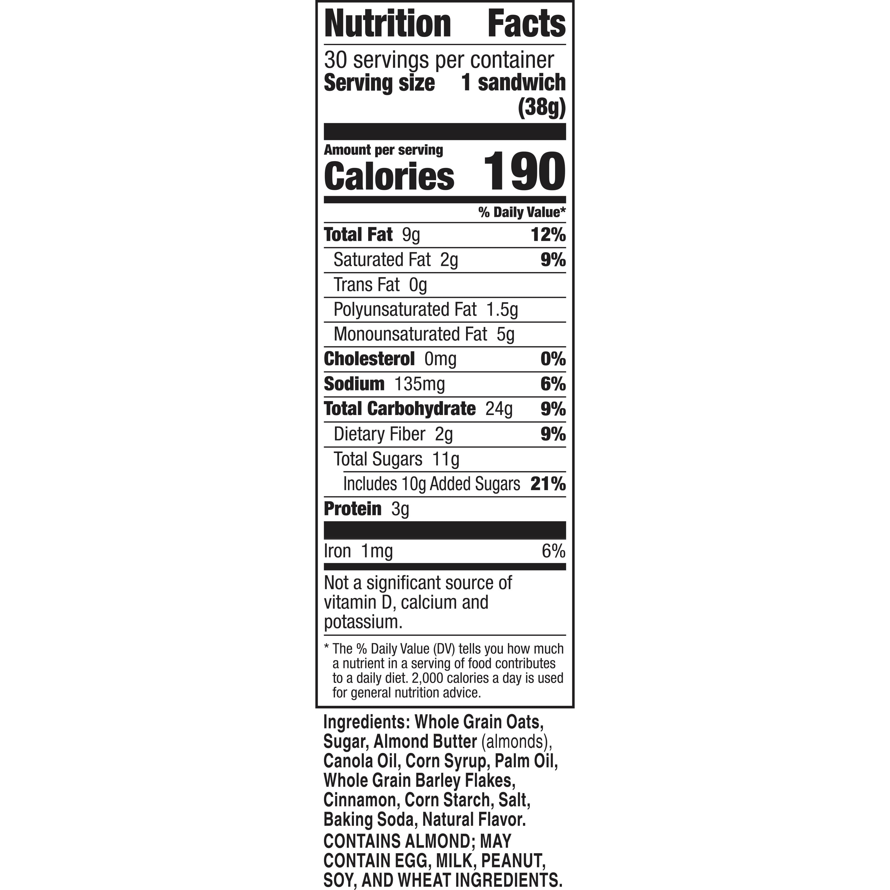 Nature Valley Biscuit Sandwiches, Cinnamon Almond Butter, 30 ct, 40.5 OZ