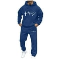 thumbnail image 3 of VBTAPA Men's 2 Piece Outfits Heart Print Hoodies and Sweatpants Jogging Sweatsuit Sets Trendy Casual Sports Suits with Pockets Sales of Today Prime Blue M, 3 of 6