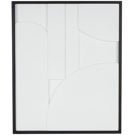 26" x 31" Dimensional Curved Art Deco Geometric Framed Wall Art with Black Wooden Frame, by DecMode