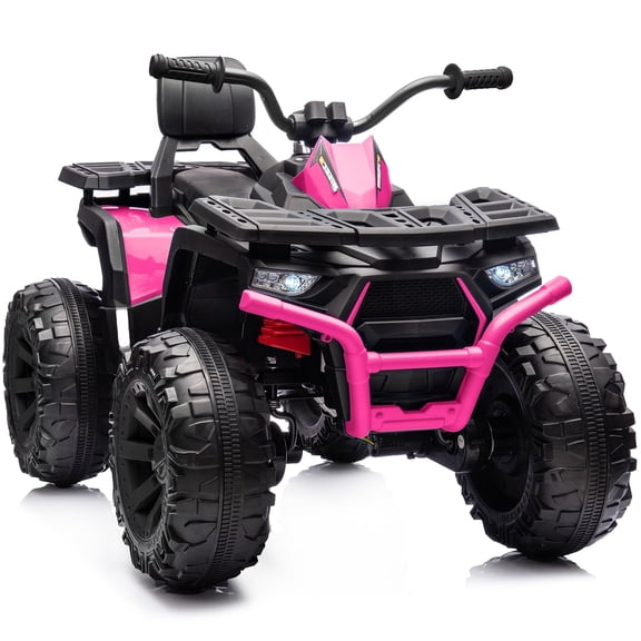 Hikiddo 24V Kids ATV 4 Wheeler, 2-Seater Powered Ride on ATV Toy for Big Kids w/ Bluetooth, 400W Motor - Rose Pink