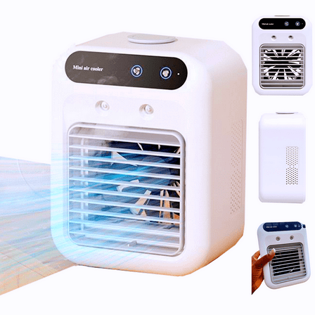 Mini Air Cooler with Mist, Portable Desktop Fan with 500ml Water Tank (white)