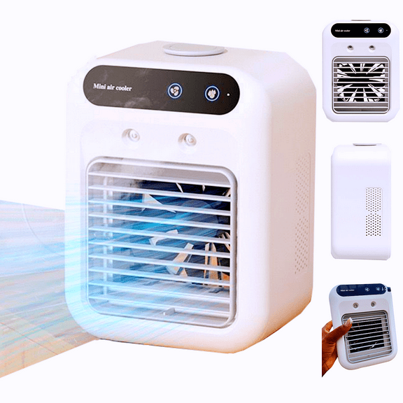 Mini Air Cooler with Mist, Portable Desktop Fan with 500ml Water Tank (white)
