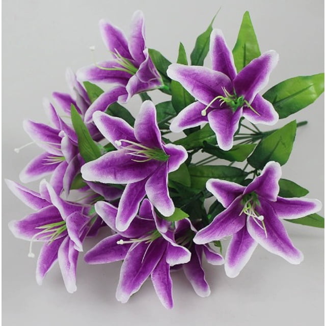 Un único ramo artificial de orquídeas serpiente de 10 cabezas y lirios - un accesorio de decoración for salón de boda, flor artificial, flor de seda.