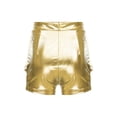 thumbnail image 4 of Zaldita Women's Metallic Shorts Yoga Shiny Sparkly Cutout with Metal Buckles Hot Short Pants Gold XL, 4 of 5