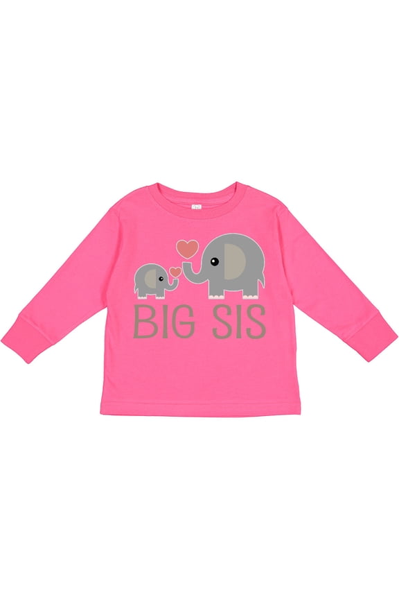 Big Sis Elephant Girls Long Sleeve Toddler T-Shirt