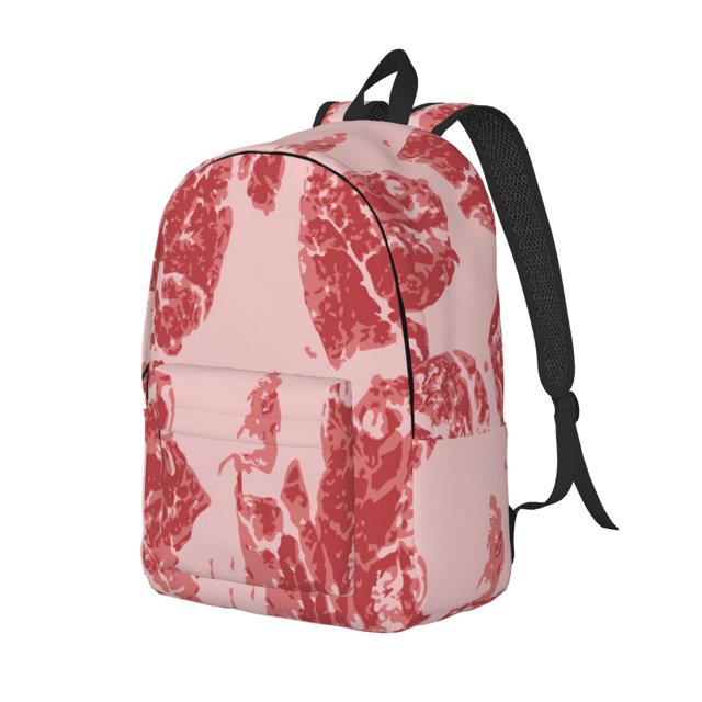 Easygdp Red Meat Mochila de Lona Resistente para Laptop, Compatible con Laptops de 15 a 17 pulgadas, Ideal para Escuela, Trabajo y Viajes-Small