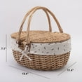 Large Wicker Picnic Basket with Lid and Handle Sturdy Woven Body with